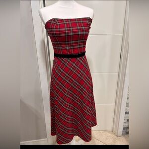 Vintage, strapless Plaid Charlotte Russe Plaid Strapless Red Dress